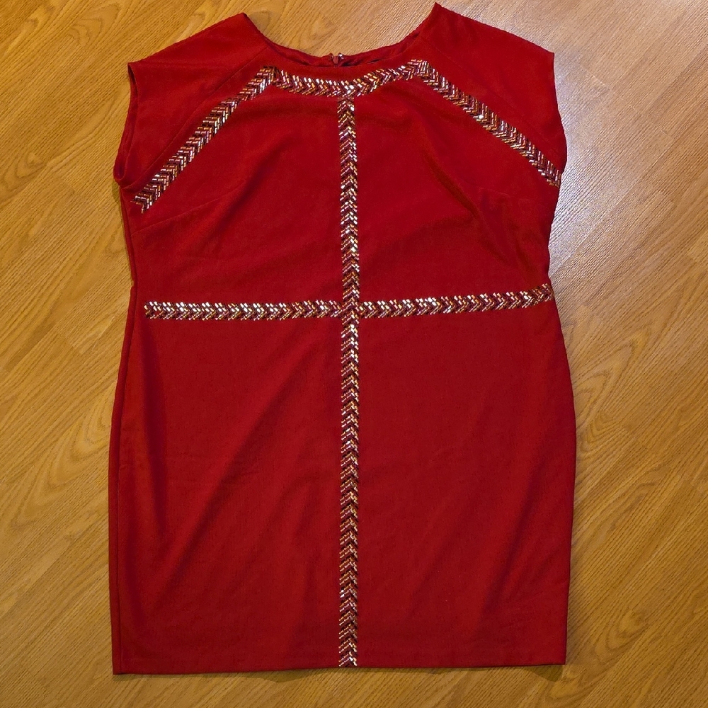 Colleen Lopez Red Mini Dress with Embellished Details